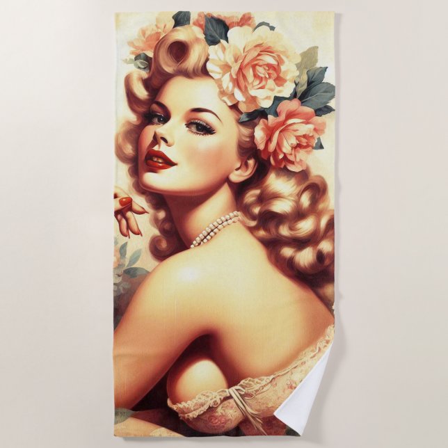 Serviette De Plage Vintage Florale (Devant)