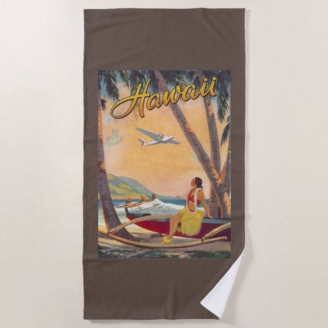 Serviette De Plage Vintage Hawaii Travel (Devant)