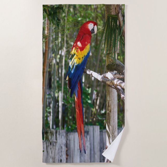 Serviette De Plage Vintage Macaw Parrot Island (Devant)