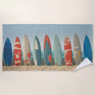 Serviette De Plage Vintage Ocean Beach Vibes Retro Summer Surf boards