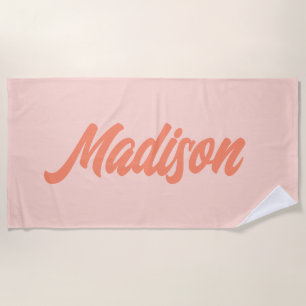 Serviette De Plage Vintage Retro Peach Pink Personnalisé