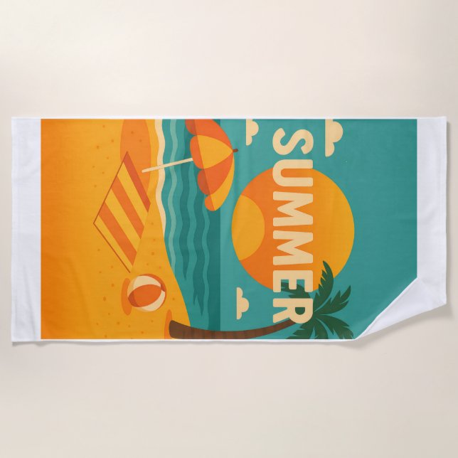Serviette De Plage Vintage Summer Beach Vibes (Devant)