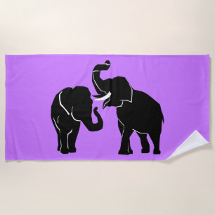 Serviette De Plage Violet Beach Tower Couple Elephant - Choisissez la