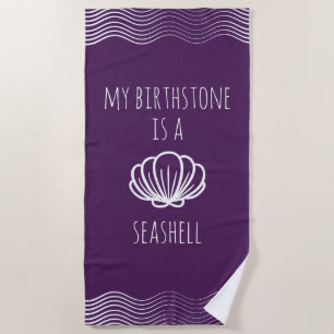Serviette De Plage Violet et blanc Ma pierre d'oiseau est un coquilla