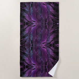Serviette De Plage Violet foncé violet pourpre Abstraite plumes textu