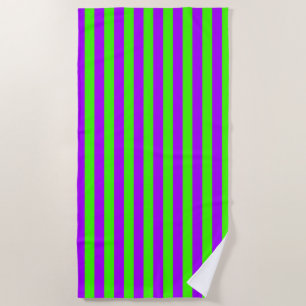 Serviette De Plage Violet Psychédélique Électrique Et Vert Arlequin
