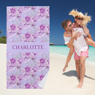 Serviette De Plage Violet rose roses nom fleurs