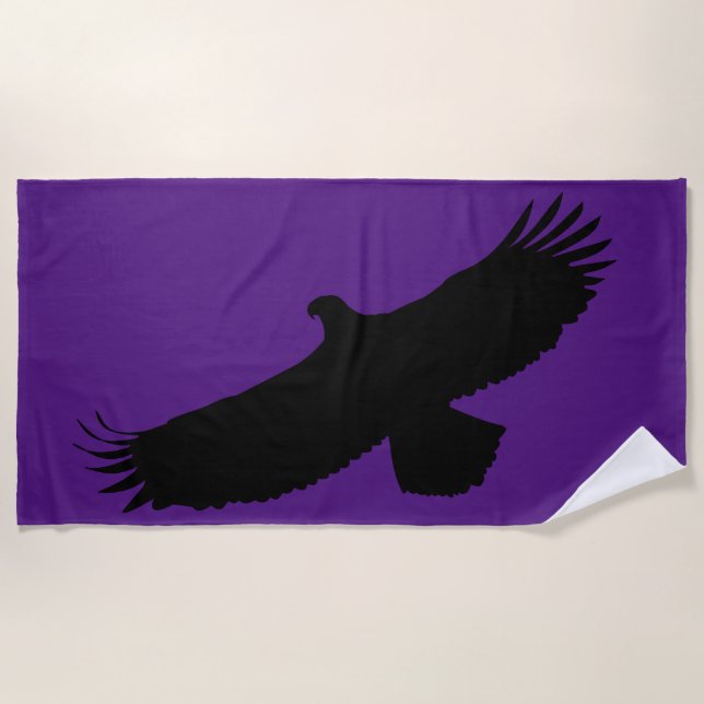 Serviette de plage violette avec aigle volant Choi (Devant)