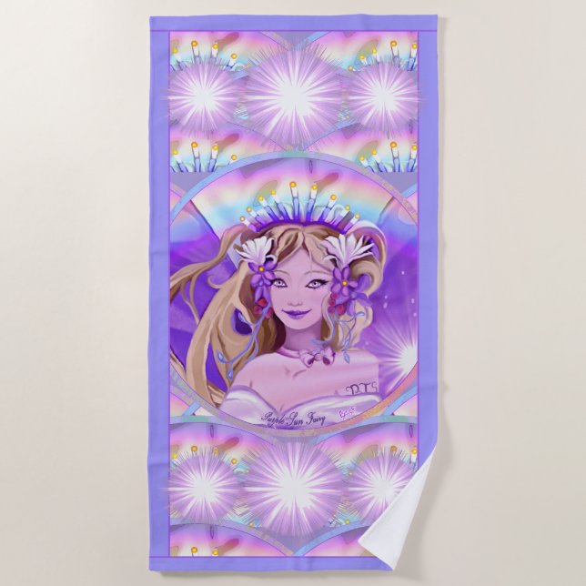 Serviette de plage violette Sun Fairy (Devant)