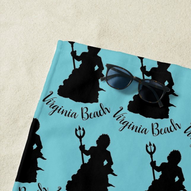 Serviette De Plage Virginia Beach VA Ocean Blue Neptune Statue (En situation)