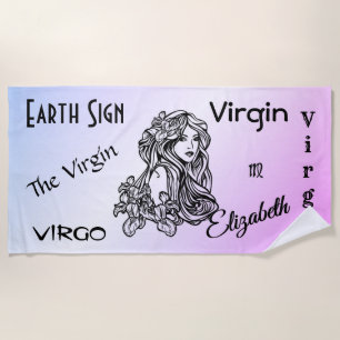 Serviette De Plage Virgo La Vierge Zodiac Purple