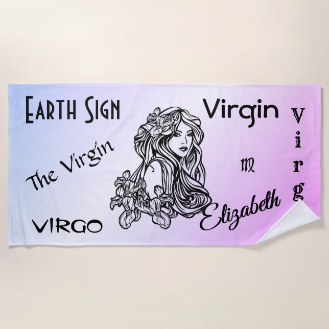 Serviette De Plage Virgo La Vierge Zodiac Purple (Devant)