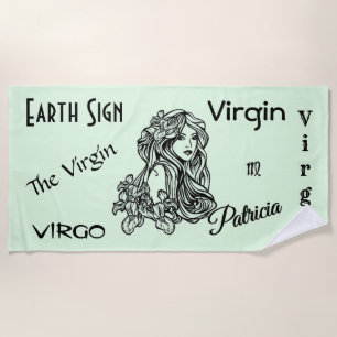 Serviette De Plage Virgo La Vierge Zodiac Vert