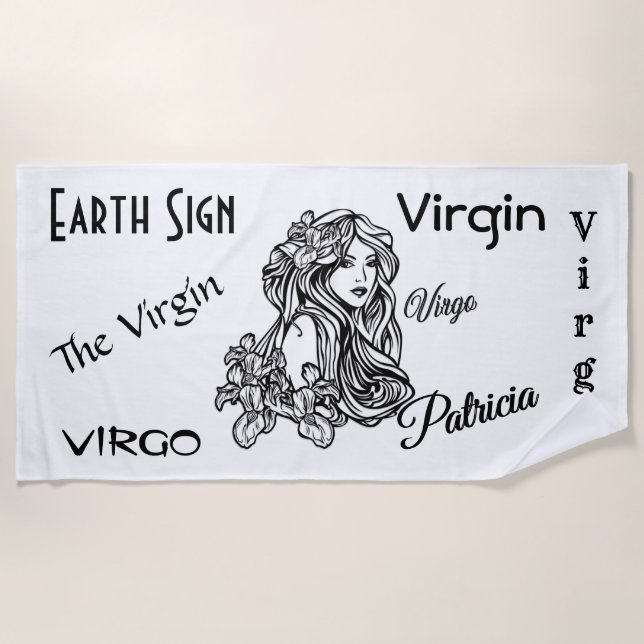 Serviette De Plage Virgo personnalisé La Vierge Zodiac (Devant)