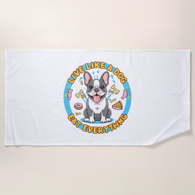 Serviette De Plage Vis comme un chien Mange tout (Devant)