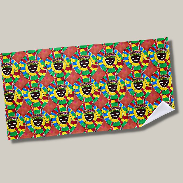 Serviette De Plage Visage Abstrait avec coiffure en Motif circulaire (Créateur téléchargé)