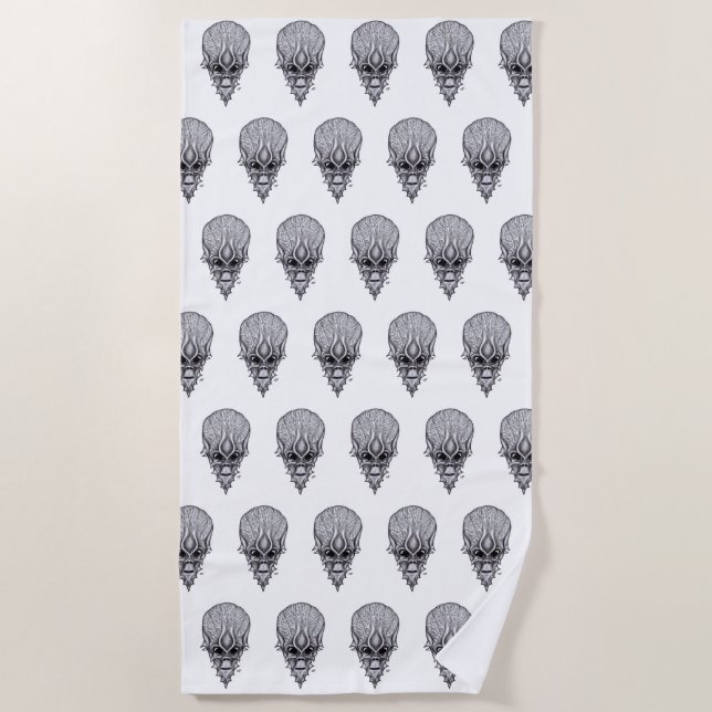 Serviette De Plage Visage Alien, Reconstruction faciale du crâne afri (Devant)