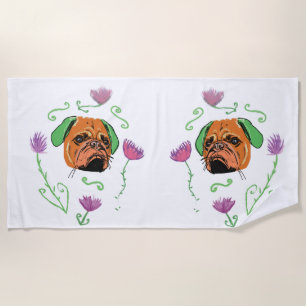 Serviette De Plage Visage de carlin, Chien Art