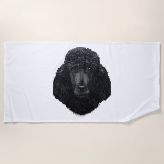 Serviette De Plage Visage de chien de caniche noir