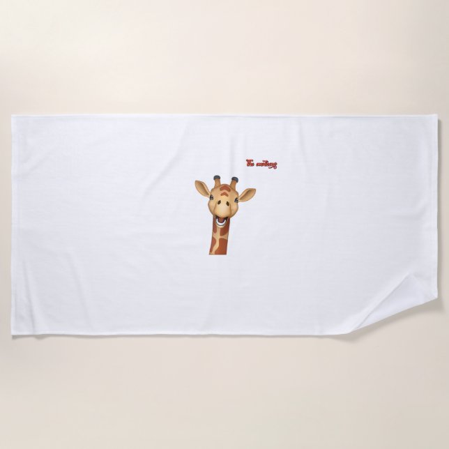 Serviette De Plage visage de girafe enthousiaste emoji (Devant)