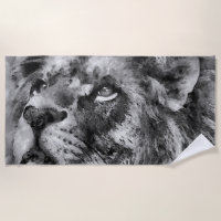 Visage de lion placide argenté
