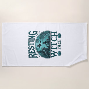 Serviette De Plage Visage de Sorcière au Repos Halloween Maison Hanté