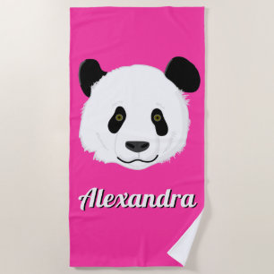 Serviette De Plage Visage personnalisé de l'ours souriant Panda