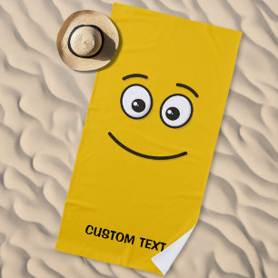 Serviette De Plage Visage Souriant aux Yeux Ouverts