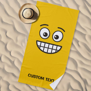 Serviette De Plage Visage souriant aux yeux ouverts