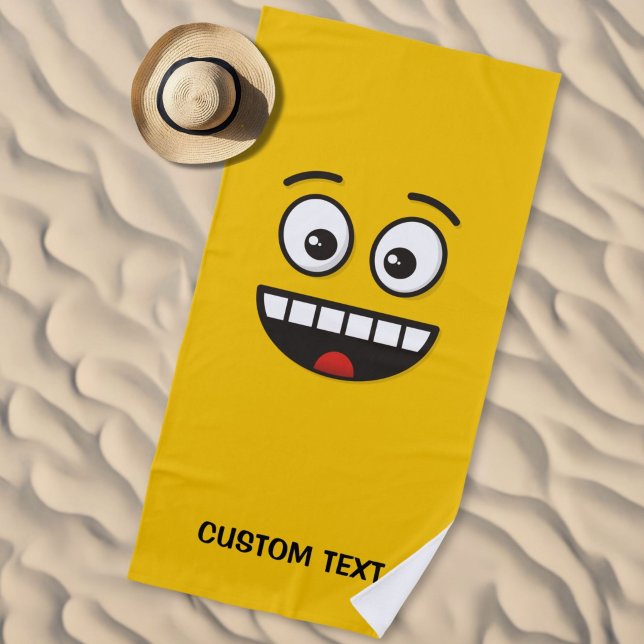 Serviette De Plage Visage Souriant Avec Bouche Ouverte (Créateur téléchargé)