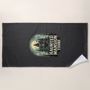 Serviette De Plage Visite de la Maison Hantée Vintage Halloween Vecte