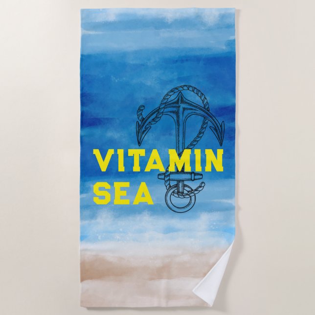 Serviette De Plage "Vitamine Mer - Parfait pour l'été 2025" (Devant)