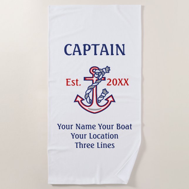 Serviette De Plage Vitesse personnalisée de capitaine de capitaine (Devant)