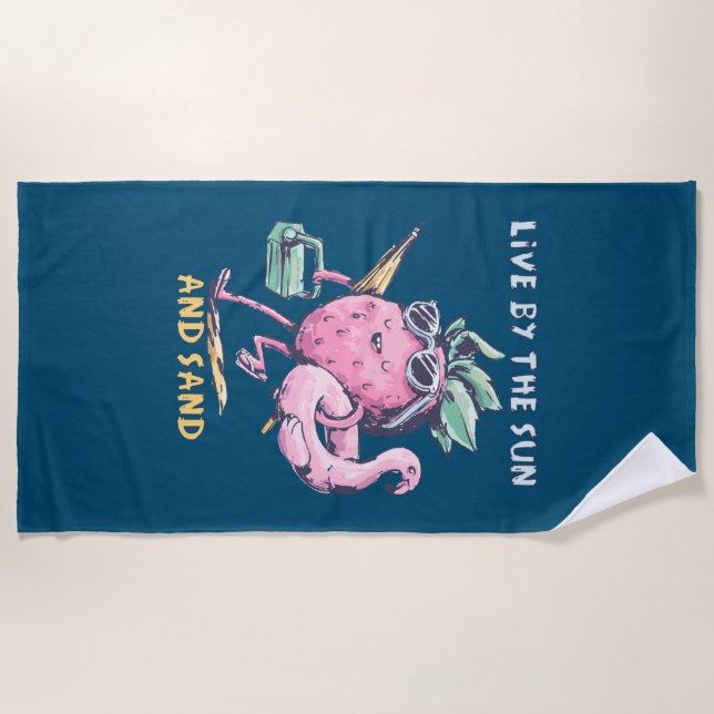 Serviette De Plage Vivez au soleil et au sable - Plage Ananas (Devant)