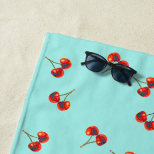 Serviette De Plage Vivid Red Cherry Motif