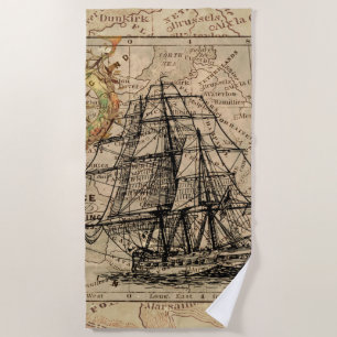 Serviette De Plage Voilier vintage et Vieux-Européens