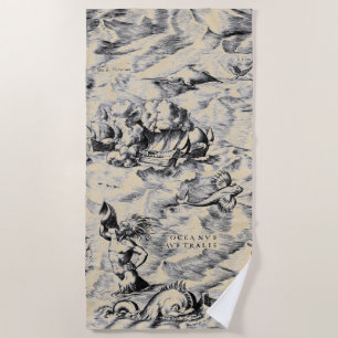 Serviette De Plage Voiliers et Monstres de mer Australie Carte du mon