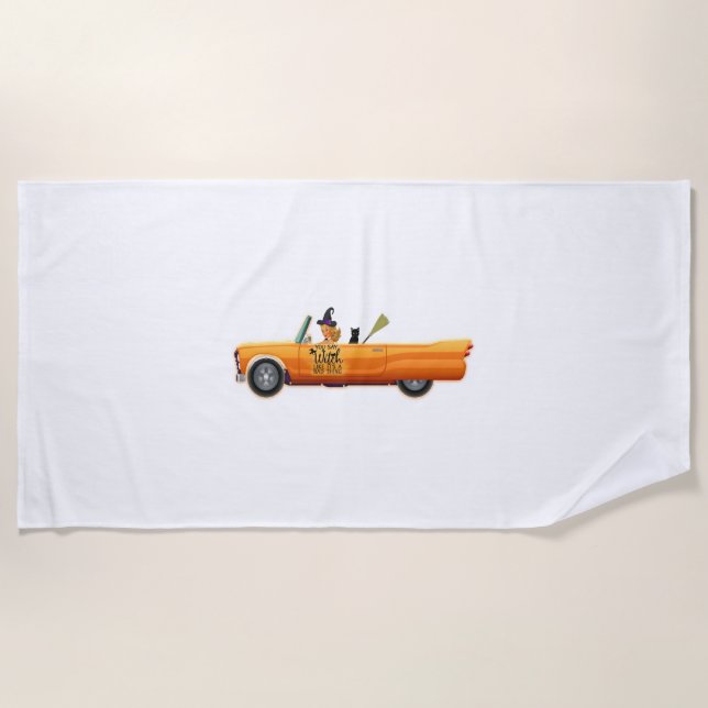 Serviette De Plage voiture halloween (Devant)