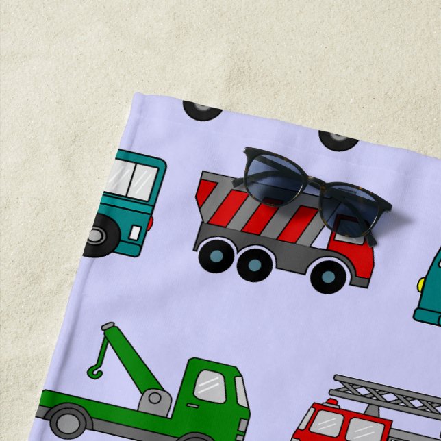 Serviette De Plage Voitures, Camions, Bus (En situation)