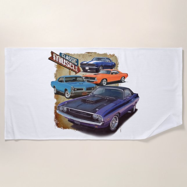 Serviette De Plage Voitures classiques de muscle (Devant)
