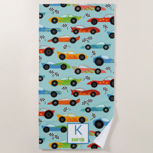 Serviette De Plage Voitures de course cool Enfants personnalisés