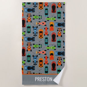 Serviette De Plage Voitures De Course Sportives Colorées Enfants Pers