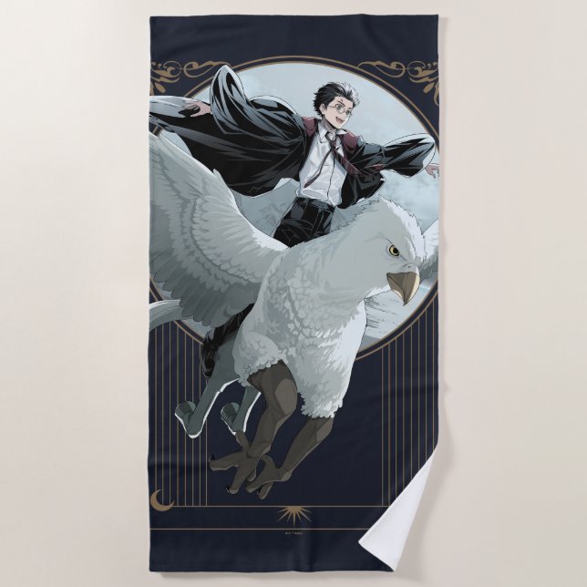 Serviette De Plage Vol Anime HARRY POTTER™ avec Buckbeak (Devant)