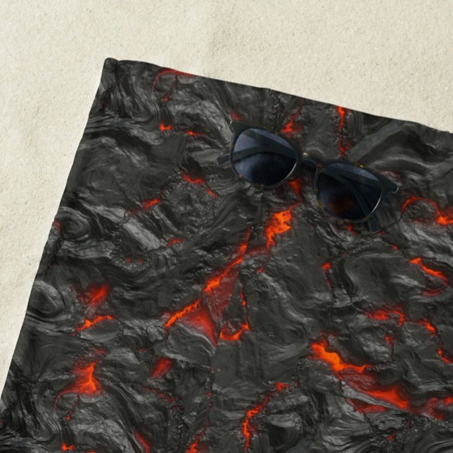 Serviette De Plage Volcan de lave molle noir et rouge (Créateur téléchargé)