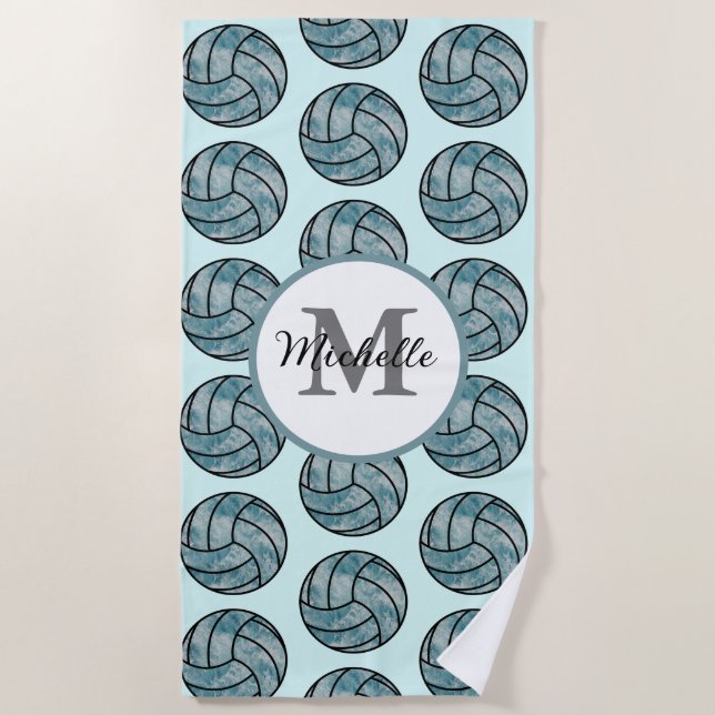 Serviette De Plage Volley-ball Personnalisé, Cadeau Pour Joueur De Vo (Devant)