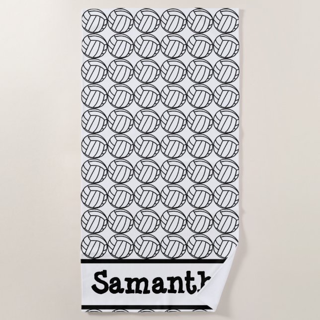 Serviette De Plage Volley-ball personnalisé noir (Devant)