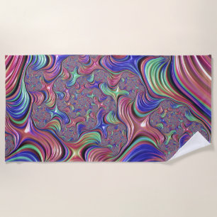 Serviette De Plage Vortex coloré Abstrait Trippy Spiral Fractal