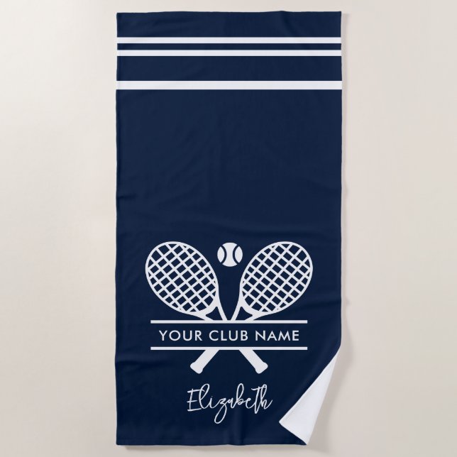 Serviette De Plage Votre Club de tennis Nom Équipe Vacances Personnal (Devant)