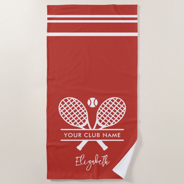 Serviette De Plage Votre Club De Tennis Nom Team Swag N'Importe Quell (Devant)