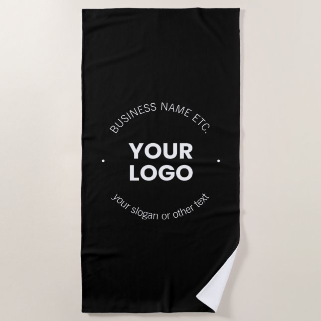 Serviette De Plage Votre logo d'entreprise & texte modifiable | Noir  (Devant)